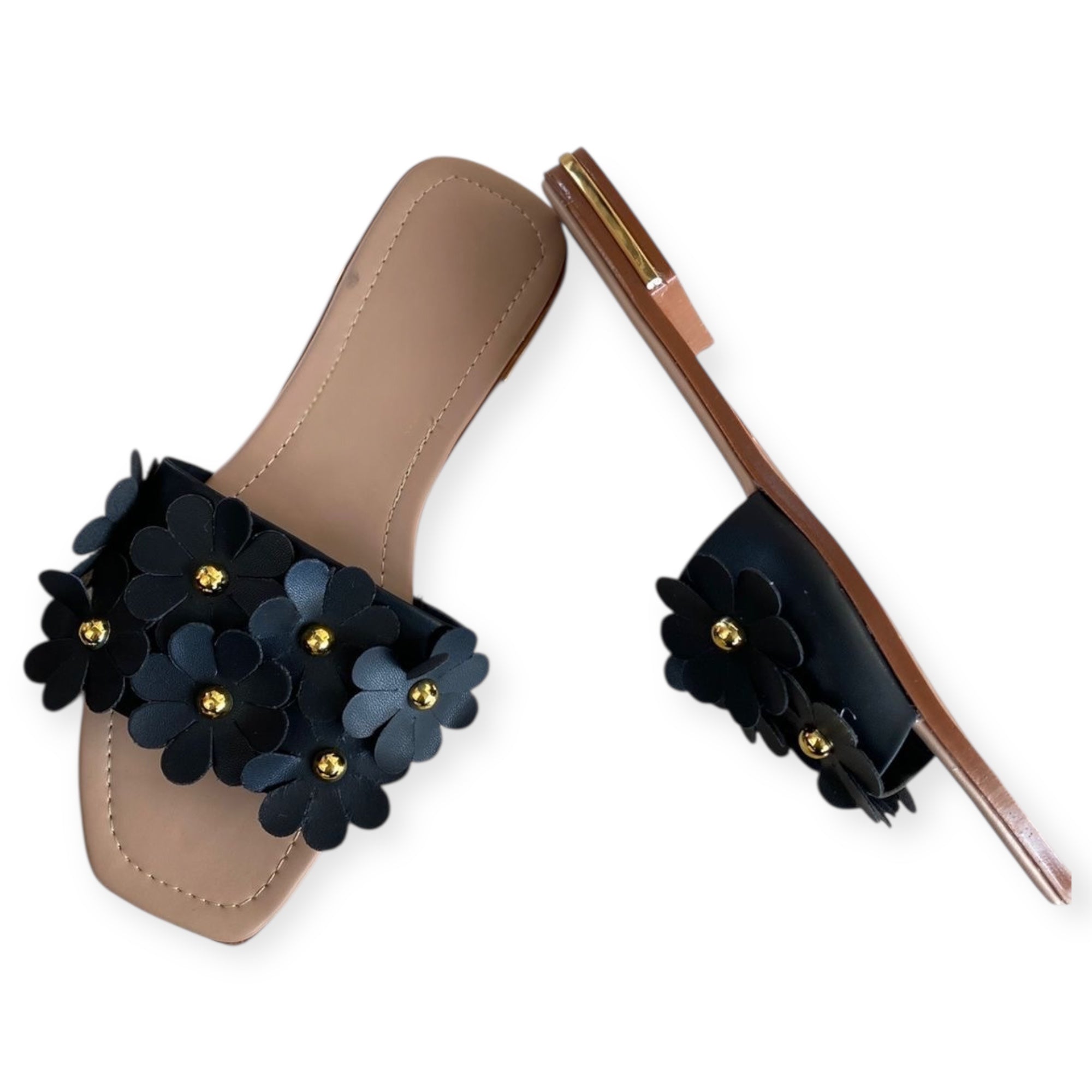 SANDALIA FLORES NEGRO