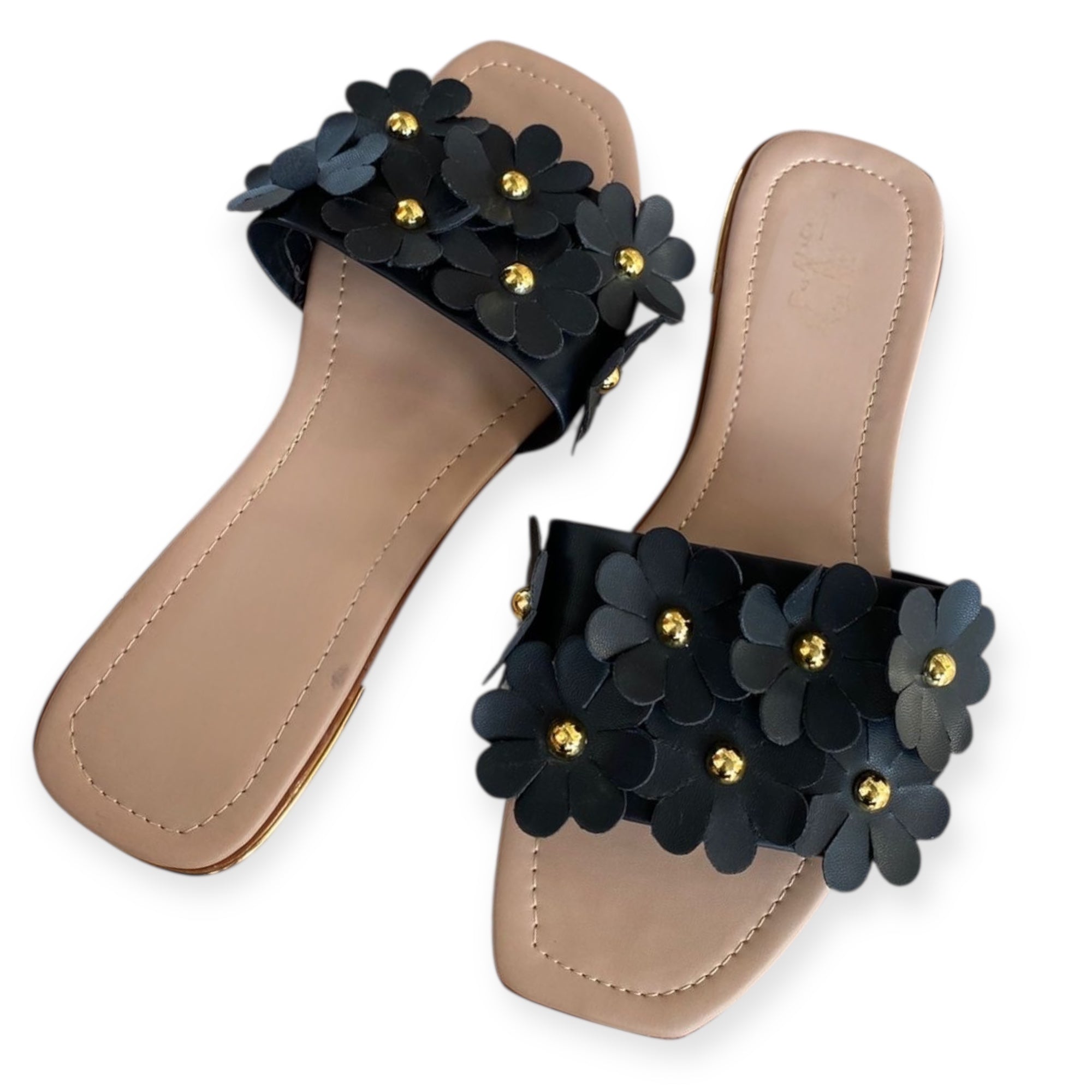 SANDALIA FLORES NEGRO